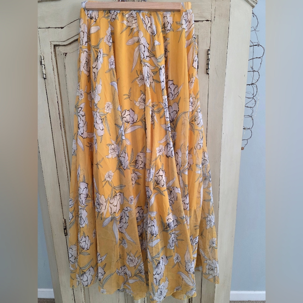 Yellow Floral Maxi Skirt